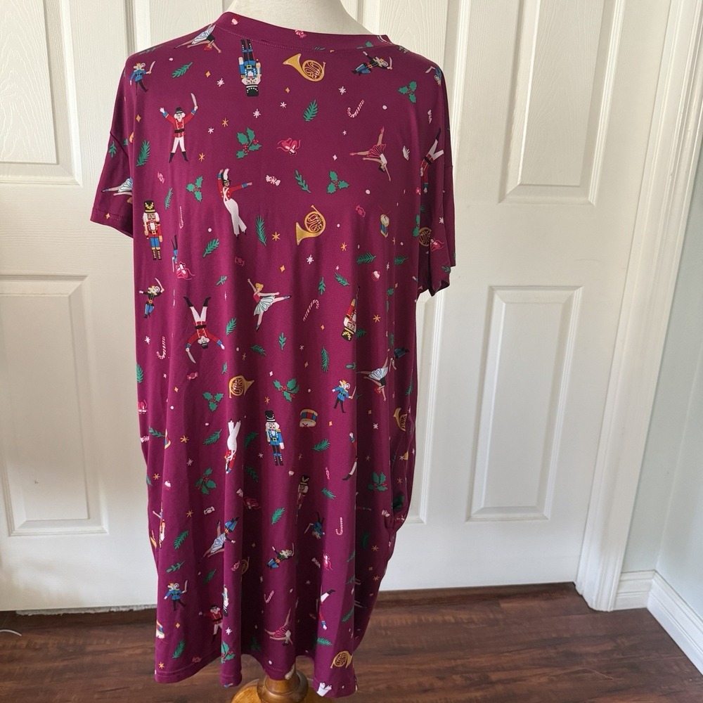 Joyspun Womens L/XL Nutcracker Holiday Graphic Print Sleepshirt Pockets Stretch